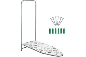 Duwee Mocowana na Scianie Deska do Prasowania, Składana Deska do Prasowania z Odporną na Wysoką Temperaturę Pokrywą, Oszczędność Miejsca, 98,5 x 35,5 cm, Drukowany