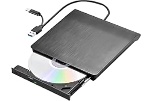 ORCOW External CD DVD Drive, USB 3.0 Type-C Portable DVD/CD RW Writer Burner Drive High Speed Player Optical DVD Drive External Disk Drive for Laptop Desktop,PC, Mac, IOS, Windows 11/10/8/7 / XP/Vista/Linux