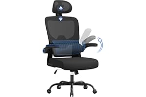 naspaluro Bürostuhl, Ergonomischer Schreibtischstuhl mit Verstellbarer Kopfstütze, Armlehnen, Dynamischer Lordosenstütze, Drehstuhl mit Atmungsaktivem Netzbezug für das Home Office, Schwarz