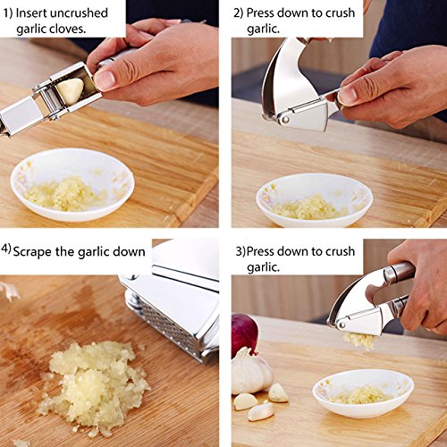 Gr8Life Knoblauchpresse , Knoblauchschneider aus Edelstahl mit Knoblauchschäler - 6