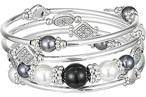 FULU AUTUMN Bracelet en Perles Argent pour Femmes Bracelet Enveloppant en Pierre Multicouches Un Cadeau de Bijoux Fantaisie pour Maman le Jour de Thanksgiving - Boîte Cadeau