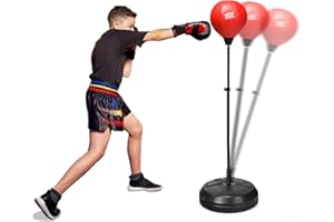 ‎GYMAX GYMAX Punchingball Boxen Set höhenverstellbar, Standboxball mit Befüllbarer Basis, Freistehender Boxstand mit Boxhandschuhen, für Erwachsene & Kinder, für Boxing, Kickboxing & Stressabbau