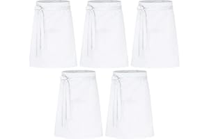 DESERMO - Grembiule classico da cucina con allacciatura anteriore, 60 x 80 cm (lunghezza x larghezza), per uomo e donna, extra leggero, in misto cotone, 190 g/m² (bianco)