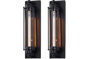 Pauwer Lot de 2 Appliques Murales Industriel Rétro Vintage Lampe murale E27 pour Bar Chambre à Coucher Cuisine Restaurant Café Coulo (Ampoule incluse) (Lot de 2 Appliques Murales)