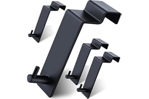 Kegii Türhaken zum Einhängen Innenseite/Kleiderhaken Selbstklebend - 4 Stück Türgarderobe mit Anti-Rutsch Pads - Türaußenseite Schwarz für die Rückseite