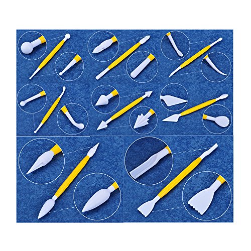 ilauke DIY 47tlg. Ausstecher Ausstechform Stempel Modellierwerkzeug Glätter Fondant Marzipan Tortendeko & Klein Marzipan-Messer Kuchen Cutter mit Dekorieren Schere - 2