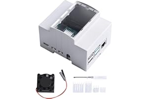 Delamiya Cover Telaio per Raspberry Pi 4 su guida DIN Case Modulare Box Raspberry Pi 4 Case con ventola compatibile con Raspberry Pi dissipatore di calore per Raspberry Pi 4 modello B
