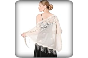 MILAKOO Sciarpa a Triangolo in Pizzo da Donna con Nappe Festa di sera in rete Sciarpe da Sposa