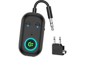 Ankilo Bluetooth 5.3 Adapter Transmitter & Sender für Flugzeug, 2 in 1Bluetooth Adapter mit Flugzeug,TV, Stereoanlage Splitter,für MP3 /MP4 Kopfhörer HiFi Lautsprecher, Laptop,TV,Grau