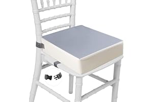 Taeku Cuscino Rialzo, Regolabile Lavabile Cuscino per Sedia Seggiolino Rialzo Booster Seat con 2 Sicurezza Fibbie per Tavolo da Pranzo (PU Grigio)