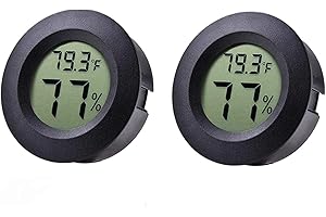 Meichoon 2-Pak Mini Termometr Do Zamrażarki, Higrometr Do Cygara, Elektroniczny Czujnik Temperatury Wilgotności, Wbudowany Q-UD01, Czarny