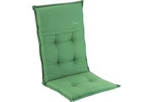 Homeoutfit24 Elbe - Imbottitura per Sedia da Giardino, Made in Europe, Schienale Alto, OEKO-TEX® Standard 100, Resistente ai Raggi UV, Fascetta di Supporto e Cordini, 1 Pezzo, Verde