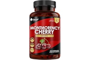 NEW LEAF PRODUCTS Montmorency Cherry 6000mg - 120 Capsules High Strength Concentrate - Natural Tart Cherry Vegan Supplements (not Tablets or Powder) - Non-GMO, 2 Months Supply - (2 per Serving) Made in The UK