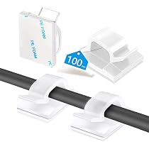Abnii Lot De 100 Clips Câbles Adhésifs - Organisateur Serre-Câbles Auto-Collant Grand Format