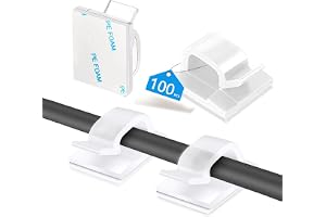 Abnii 100 stycken kabelhållare självhäftande, kabelklämmor skrivbord för kabelklämmor kabelfäste kabeldragning organizer krok tråd hållare för kabelhantering ljuskedja