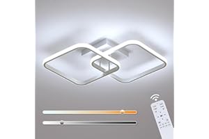 Osairous Plafonnier LED Dimmable 64CM, 50W 5625LM Lampe de Plafond Salon Moderne, Luminaire LED Plafond avec Télécommande 3000K-6500K, Plafonnier Carré en Acrylique pour Chambre Cuisine Couloir