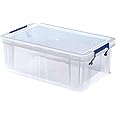 BANKERS BOX 10L Plastic Storage Boxes with Lids. ProStore Super Strong Plastic Storage Boxes (14 x 34 x 21.5cm), Made in the UK, Clear