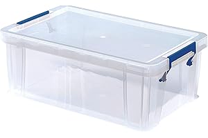 BANKERS BOX 10L Plastic Storage Boxes with Lids. ProStore Super Strong Plastic Storage Boxes (14 x 34 x 21.5cm), Made in the UK, Clear