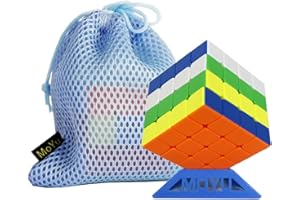 OOSTIFUN FunnyGoo MoYu MFJS Mofang jiaoshi Cubing Classroom 2020 RS4M 4 M 4x4 RS 4M Magic Puzzle Cube MF4 RS 4 M Cubo de 4 Capas sin Pegatinas, con Bolsa y Soporte con el Logotipo de MoYu