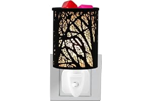 DOREPHINE Electric Wax Melts Burners Plug In Candle Wax Warmer, Glass Oil Burner With Spare Bulb, Fragrance Lamp For Home Office Bedroom Living Room Gifts&Decoration (Tree Black)