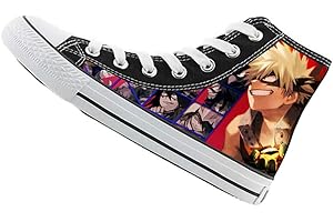 WANHONGYUE Anime Scarpe Stringate Sneaker a Collo Alto di Tela per Uomo e Donna Unisex EU Nero