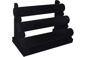 AUTOARK 3-Tier Black Velvet Bracelet Watch Necklace Holder,Jewelry Showcase Display Stand and Organizer,AJU-051