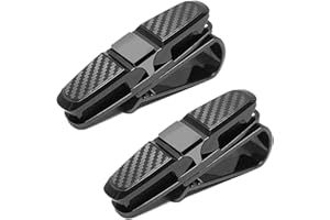 UBRAVE Sunglasses Holder for Car Sun Visor Sunglasses with Card Clip, 2 PCS Car Glasses Holder, with 180 Degree Rotational Ticket Card Clip Holder Double Ends Clip Fits All Vehicle Models (Black)