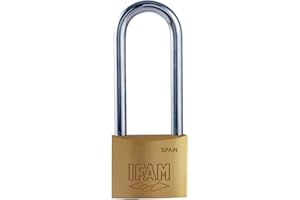 IFAM Candado Serie K, Modelo K30AEL, Arco Extra Largo, 30mm, De Latón, Con Llave, Apto para Interiores y Exteriores, Para taquillas de Gimnasio, Puertas, Armarios, Cajones, Maletas o Mochilas