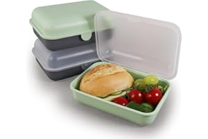 Blade Brotdose Kinder und Erwachsene Lunchbox Snackbox Meal Prep Box Frischhaltedose mit Deckel für Schule und Büro Vesperbox 3er-Set mit je ca. 1200 ml Volumen – gesamt 3600 ml.(GrünTransparent)