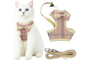 GGUFAY Katzengeschirr mit Leine Ausbruchsiche, Katzengeschirr Katzenleine, Verstellbares Katze Brustgeschirr Softgeschirr, für Katzen Kitten Hunde, für Halsumfang 21-30 cm, Brustumfang 24-40 cm(A)