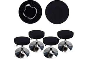 HuaLiSiJi Stool Covers Round 30-40cm/12-15.7" Round Bar Stool Covers, Luxurious Fabric Stretchable Wrinkle Resistant Washable Dustproof Stool Cover (4, Black)