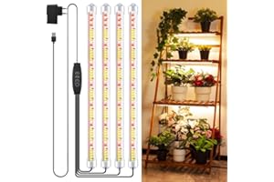 COKOLILA 4 Barras Luz de Cultivo de espectro completo, Lampara Cultivo con 240 LED, Luz para Crecimiento con temporizador automático 3/9/12H, 10 niveles de regulación, decuado para Plantas de Interior