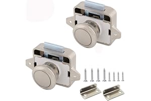 YOUTU Push Lock, Taste Catch Lock 15-18mm Möbelschlosser Schloss Möbelgriff Camping Caravan Boot (2pcs Pearl Nickel)