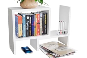 ComfortCove Regulowany regał na książki, Półka na książki, Wolnostojący organizer na biurko, Organizer do kuchni, Regał do kuchni, Biurowy regał do przechowywania, Biały