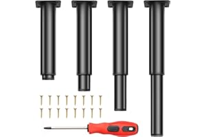 NAEBRO Regulowane nóżki do mebli, czarne metalowe nóżki kuchenne, nogi szafki z regulacją wysokości 15-25 cm, nóżki szafki na stół, szafkę, ze śrubami i śrubokrętem