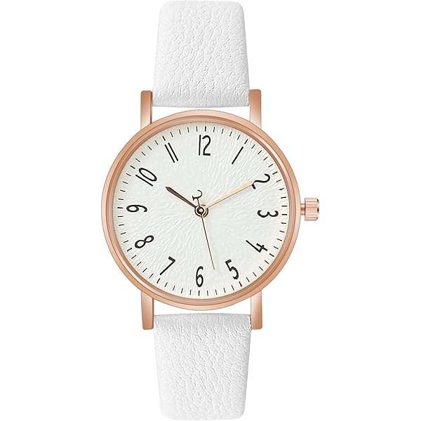 Montre Bracelet Femme Gerryda - Cadre Or Rose, Cadran Blanc, Bracelet Cuir Noir - Neuf (New Old Stock)