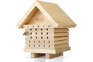 WILDLIFE FRIEND Amico della fauna selvatica I hotel ape in legno naturale - hotel per insetti, rifugio per gli aiuti per nidificare per api selvagge I bee hotel selvaggio per balcone da giardino