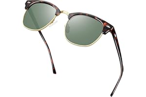 KANASTAL Alta Protección Gafas de Sol Polarizadas Hombre y Mujer Vintage Clasicas Medio Marco UV400 para Conducir Viajar Correr
