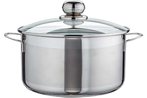 ‎LEVEL ONE Level One Topf Edelstahl 24 cm Kochtopf Induktion 6,1 Liter Fleischtopf & Bratentopf mit Glasdeckel für den Backofen, rostfreier Edelstahl, für alle Herdarten geeignet