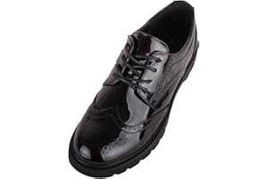ABSOLUTE FOOTWEAR Childrens Kids Juniors Lace Up Faux Leather Smart School Brogue Shoe