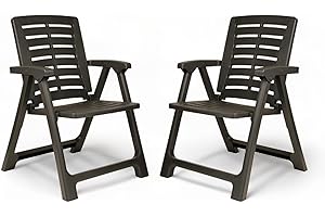 Sunlit Haven 'Rexi' Folding Garden Chair with Arms Set of 2, Anthracite - Lightweight & Durable, Comfortable Armrests - Convenient Foldable Design, Easy-to-Clean - Ideal for Garden, Patio, Outdoor