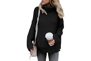 Imuedaen Pullover Damen Elegant Rollkragenpullover Langarm Strickpullover Lässiges Stricken Pulli Winter Sweatshirt Oberteile