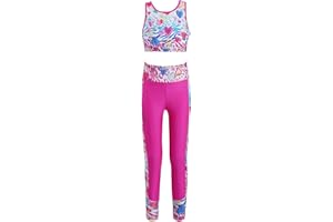 Aislor Conjuntos Deportivos para Niña Estampado de Camuflaje Crop Top Corto y Pantalones Leggings Elásticos Niños Chandal Ropa Deportiva Traje de Fitness Gym Correr