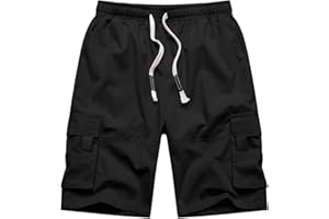 NANAMEEI Mens Cargo Shorts Elasticated Waist Mens Summer Shorts Work Shorts with Pockets