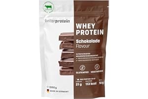 ‎BETTERPROTEIN Whey Protein - Milch Schokolade 1 kg - Produziert in Deutschland aus regionaler Milch - Eiweißpulver zum Muskelaufbau und Abnehmen - Beutel - betterprotein ®