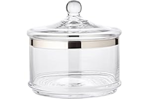 EDZARD ciotola in vetro per servire Vigo con coperchio, bicchiere in cristallo soffiato a bocca con bordo in platino, diametro 19 cm, altezza 19 cm