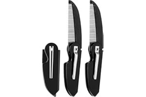 Heanvmyss Pettine Pieghevole per Barba e Baffi,3 Pezzi Pettine in Plastica Uomo,Pettine in Corno a Denti Fini,Pettine Capelli Piccolo Tascabile Portatile per Casa,Viaggio(Neri)