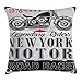Produktbild VVIANS New York Throw Pillow Cushion Cover, Legendary Rides New York Motor Road Race Message Advertisement Design, Decorative Square Accent Pillow Case, 18 X 18 inches, Black Grey and Scarlet