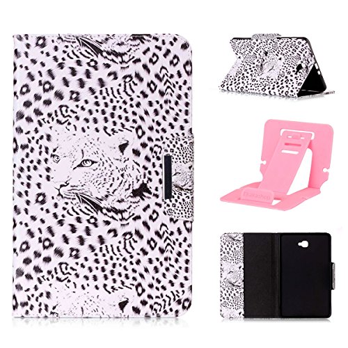 Samsung Galaxy Tab A 10.1 T580 Ledertasche Smart Cover,Samsung Galaxy Tab A T580 Hülle,Ekakashop Ultradünn Fashion Bunt Leopard Muster Painting Flip Cover im Bookstyle Kunstleder Schutzhülle Magnetverschluss PU Leder Schale Ständer Hülle Case TPU Innere Tasche Etui mit Magnetverschluss Wallet Kreditkarte Card Holder Slot für Samsung Galaxy Tab A SM-T580 SM-T585 10.1 Zoll + 1x Kostenlos Ständer (Farbe zufällig)