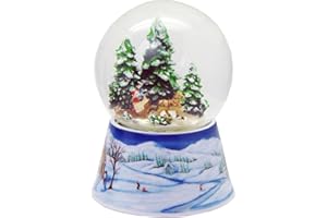 ‎MINIUM COLLECTION Nostalgie-Schneekugel Romantische Kutschfahrt Schlittenfahrt mit Weihnachtsbaum Spieluhr 10cm * 20111